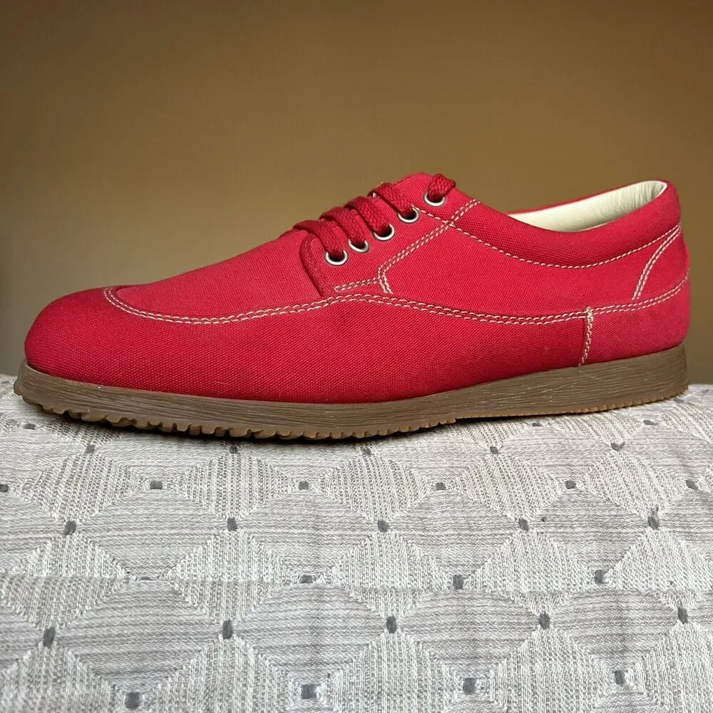 Hogan by Tod’s Bright Red Canvas Lace Up Sneaker Casual Shoes Men’s UK 9.5 US 11